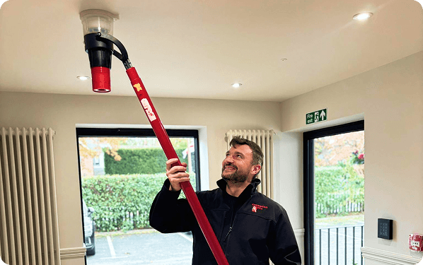 Engineer checking fire cylinder